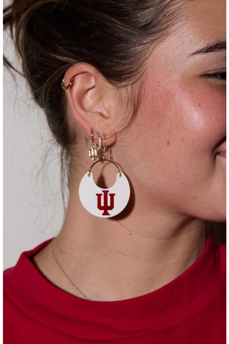 University Ninas Earrings, Main, color, IU White / Gold