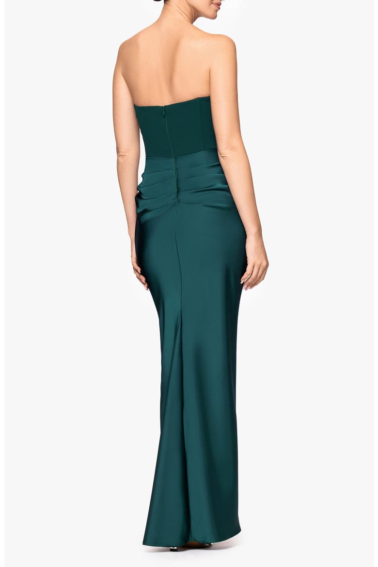 Strapless Mixed Media Gown, Alternate, color, PINE