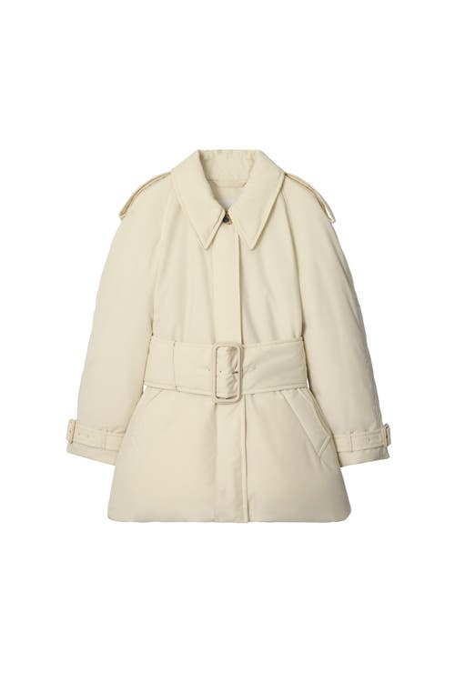 Burberry Belted Berryhill Padded Car Coat In White