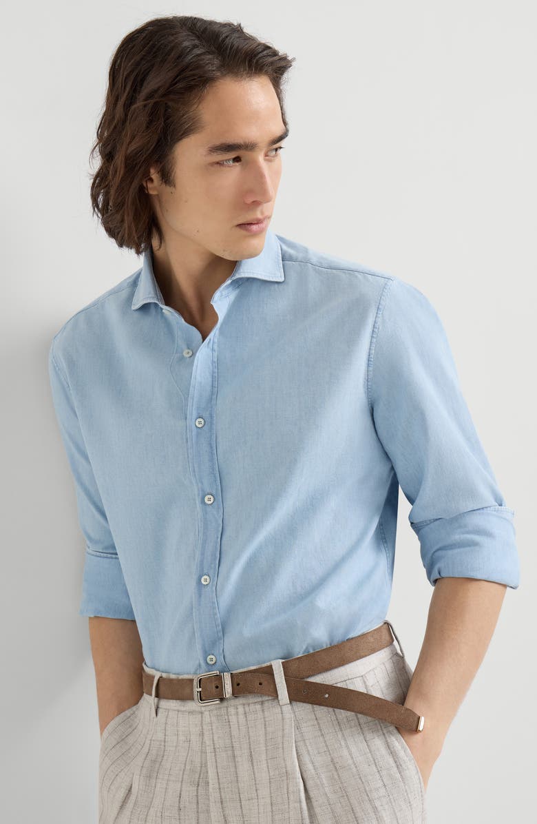 Brunello Cucinelli Chambray shirt, Alternate, color, Medium Denim