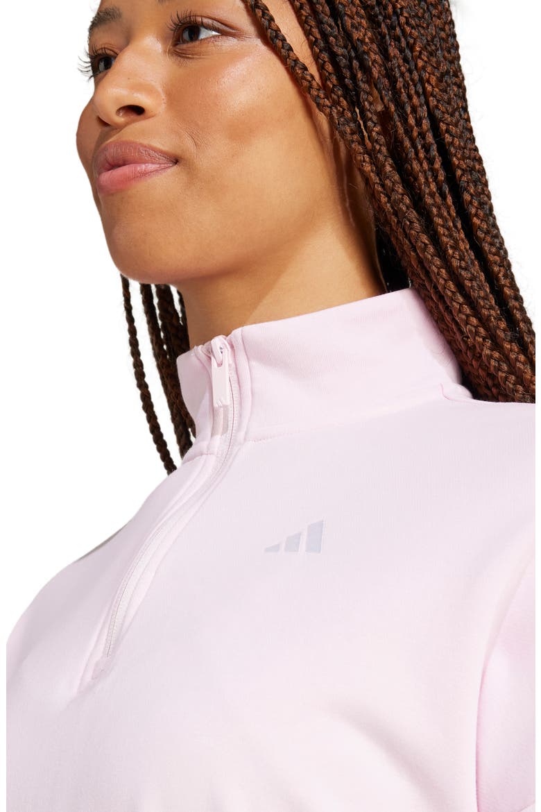 French Terry Quarter Zip Pullover, Alternate, color, CLEAR PINK/ WHITE