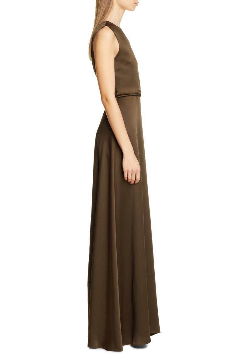 Rosetta Getty One-Shoulder Satin Wrap Evening Gown, Alternate, color, 