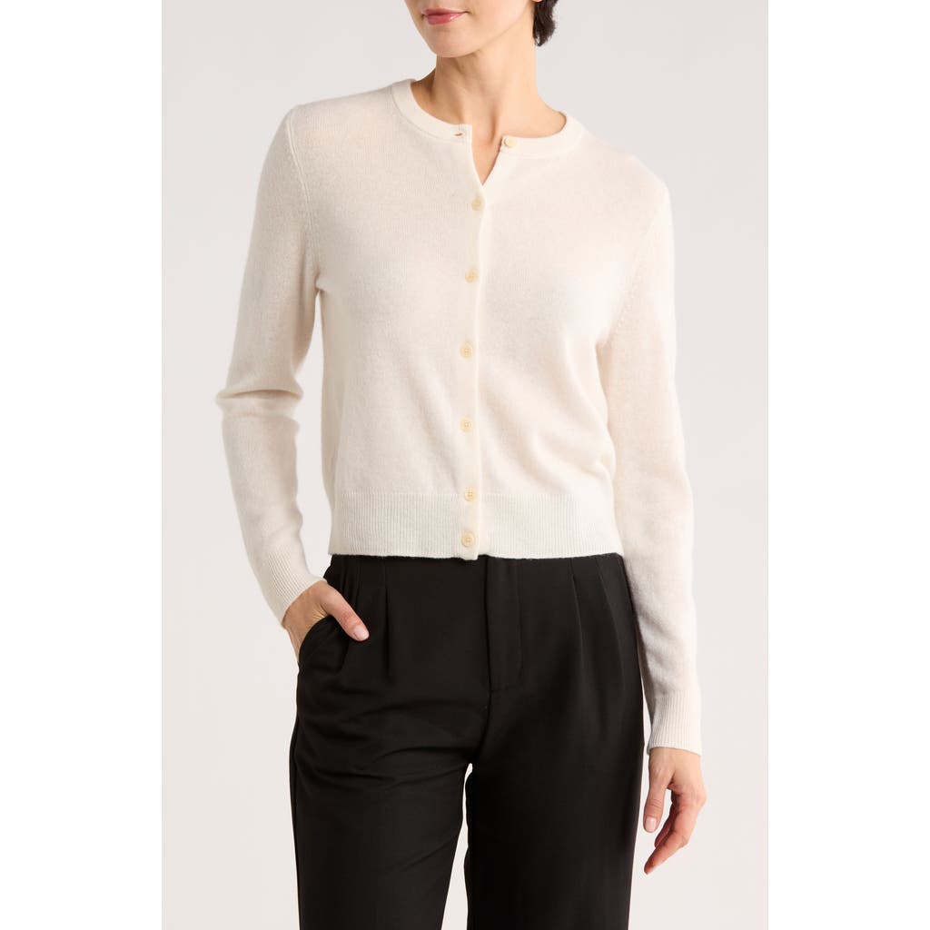 Nordstrom Crewneck Cashmere Cardigan In White