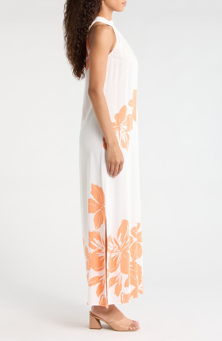 Vince Camuto Mock Neck Trapeze Maxi Dress, Alternate, color, Tangerine