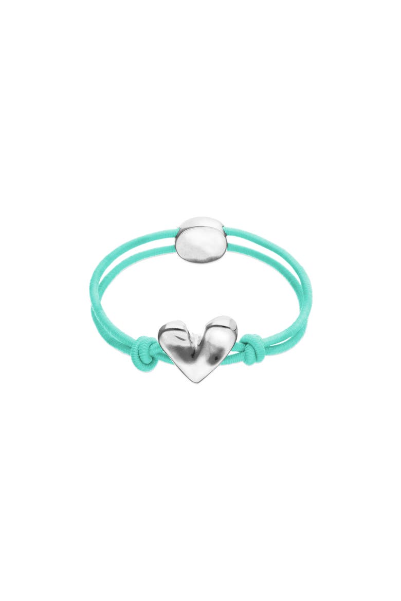 Turquoise Elastic Thread Bracelet With Sterling Silver-Plated Heart, Main, color, Silver