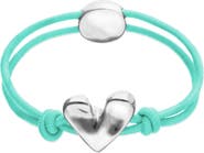 UNODE50 Turquoise Elastic Thread Bracelet With Sterling Silver-Plated Heart