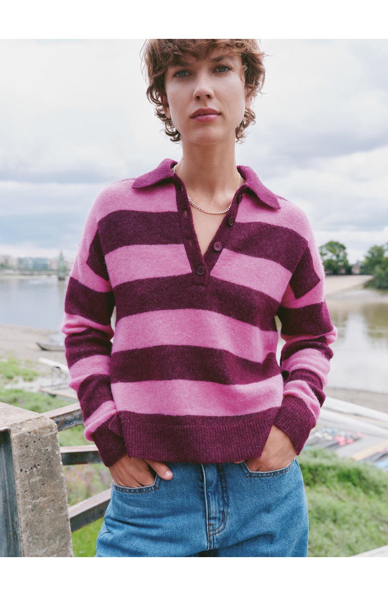 Hush Drew Wool Blend Relaxed Rugby Sweater, Alternate, color, Burgundy Purple