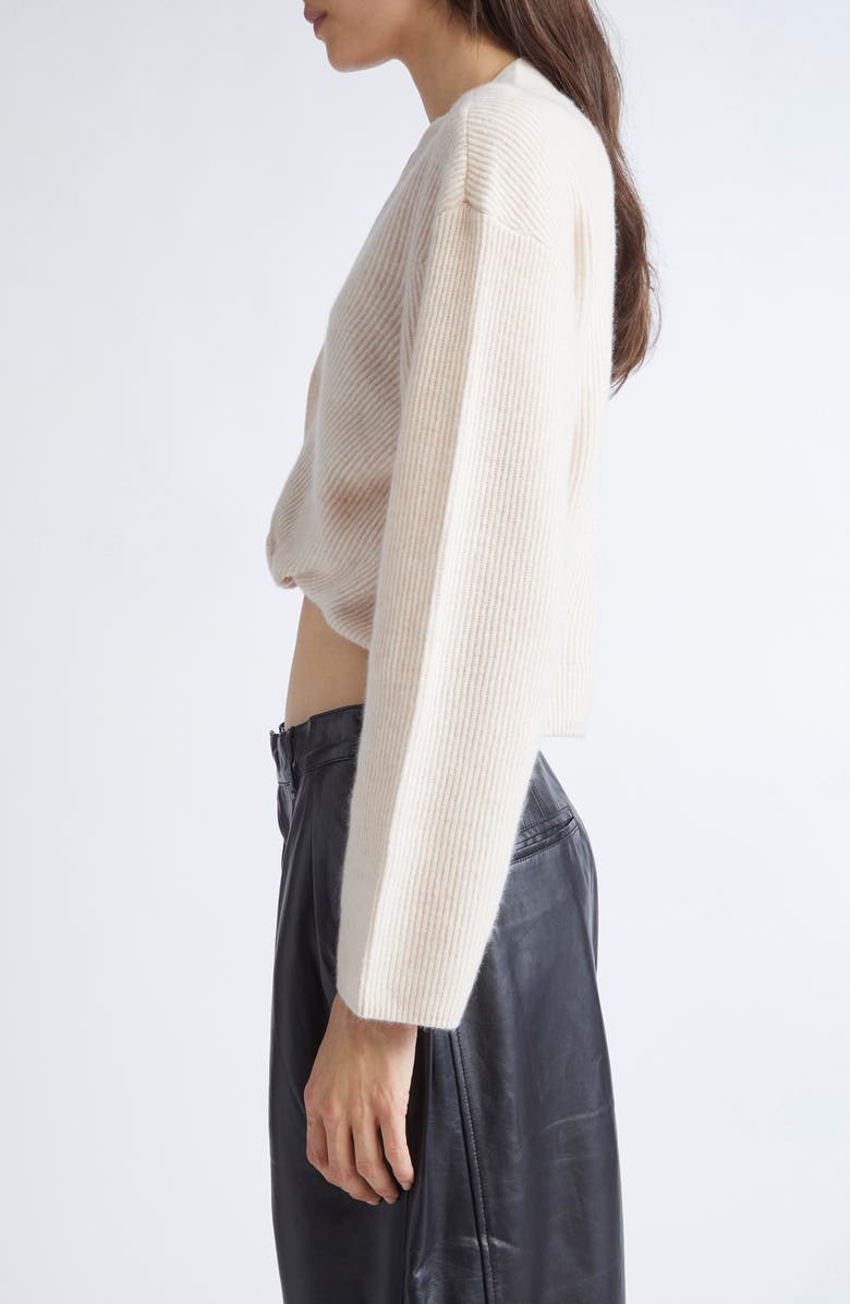 R13 Rib Twisted Hem Cashmere Cardigan, Alternate, color, Oatmeal