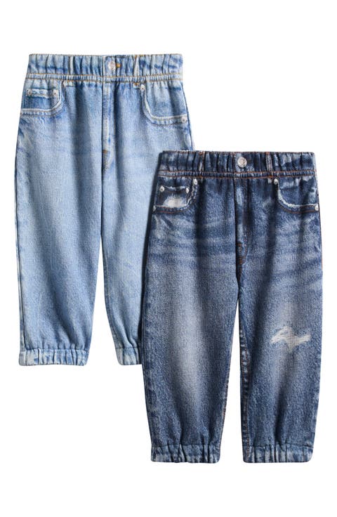 Mini Miramar Assorted 2-Pack Cotton Terry Jogger Jeans (Baby)