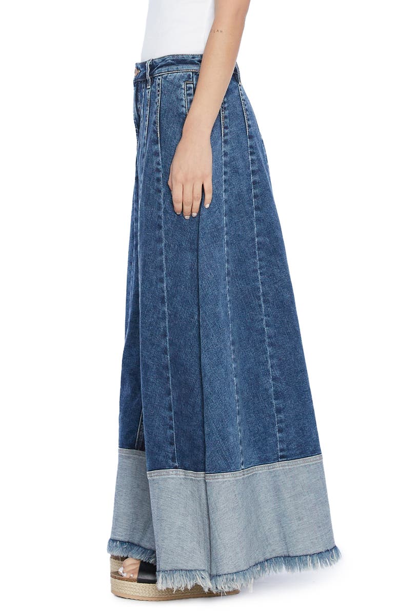 Wash Lab Denim Let's Go Colorblock Denim Maxi Skirt, Alternate, color, 