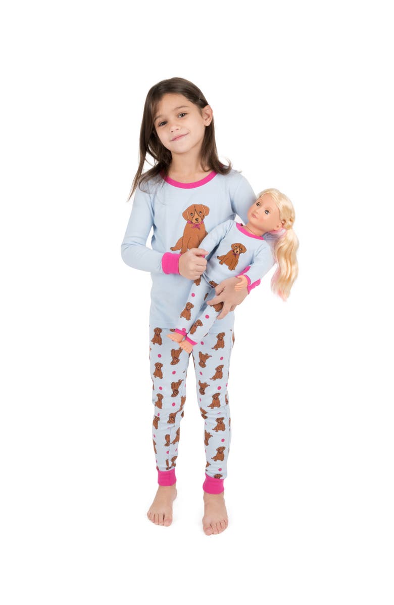 Leveret Girls & Doll Matching 2-pc. Cotton Pajama Set, Alternate, color, Puppy Blue