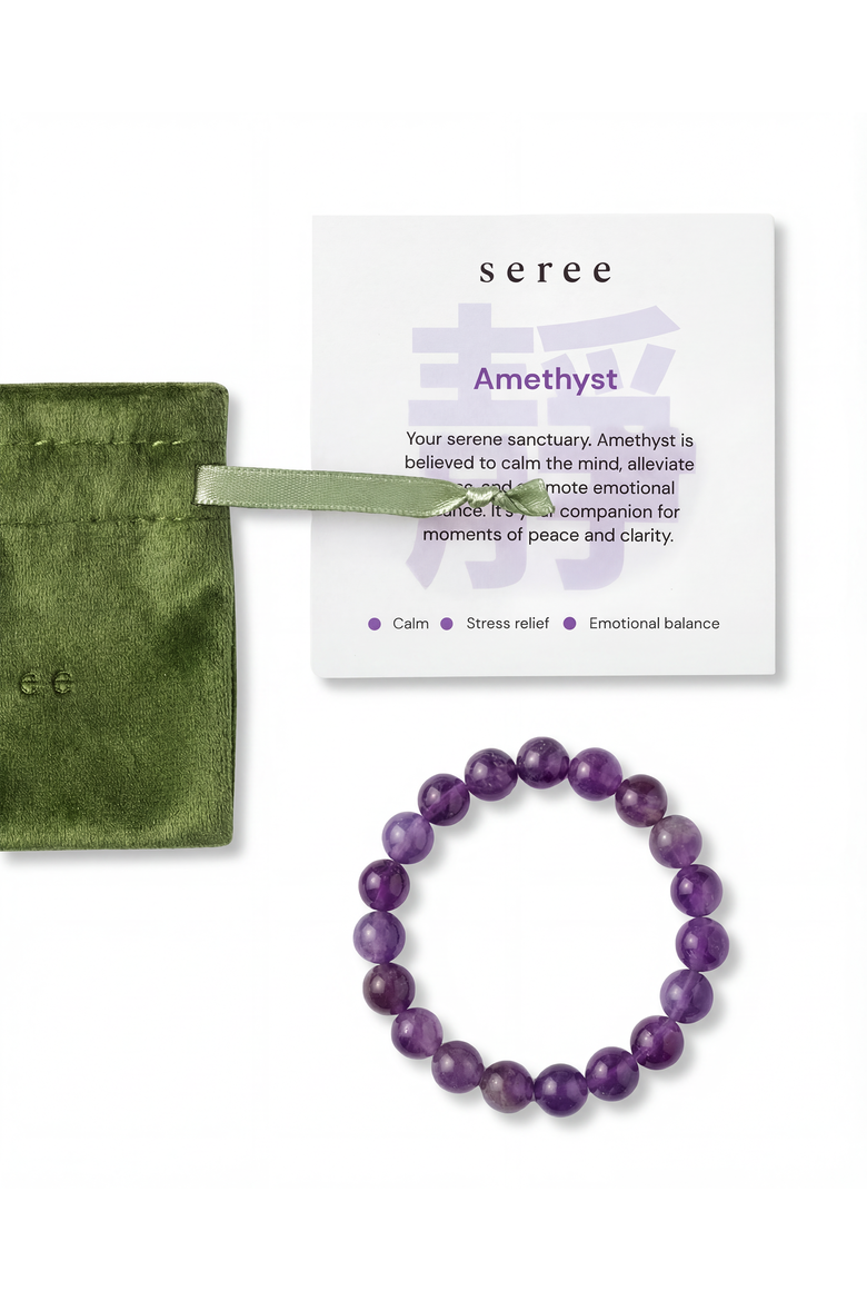 Manifest Calm Purple Crystal Beaded Bracelet, Main, color, Purple