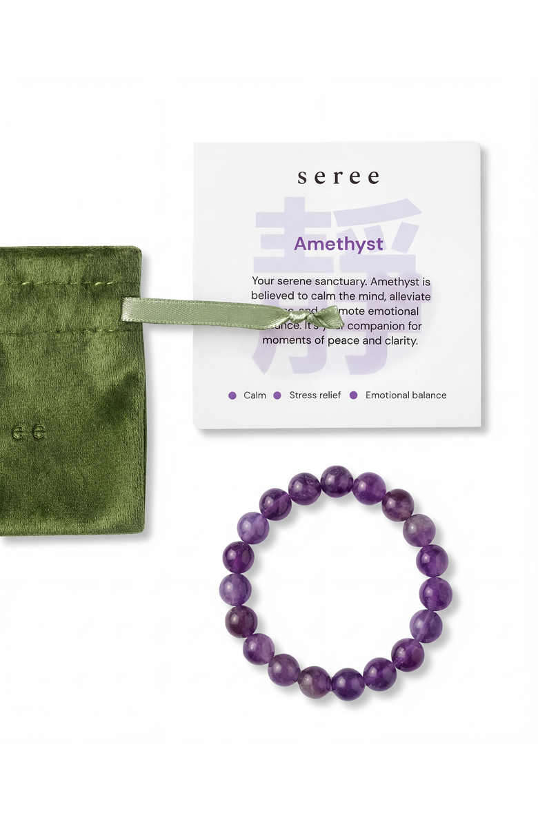 seree Manifest Collection Calm Purple Crystal Beaded Bracelet, Main, color, Purple