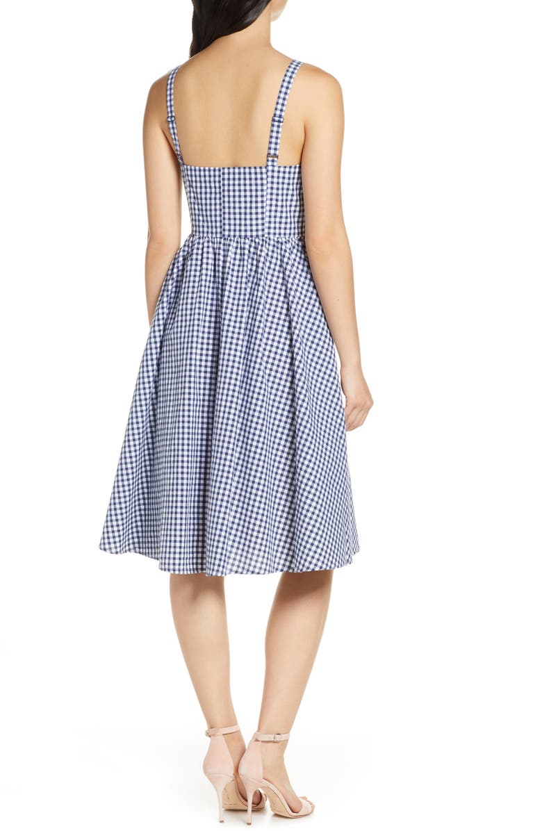 French Connection Gingham Fit & Flare Sundress, Alternate, color, 