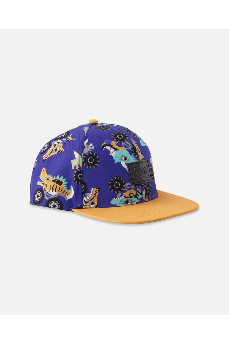 Flat Brim Truck Cap, Main, color, Blue Printed Trucks