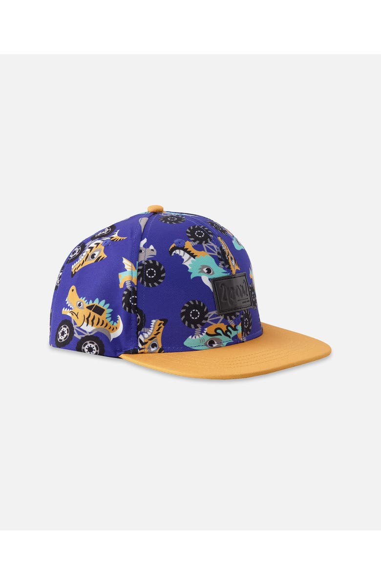 Deux par Deux Flat Brim Truck Print Cap, Main, color, Blue Printed Trucks