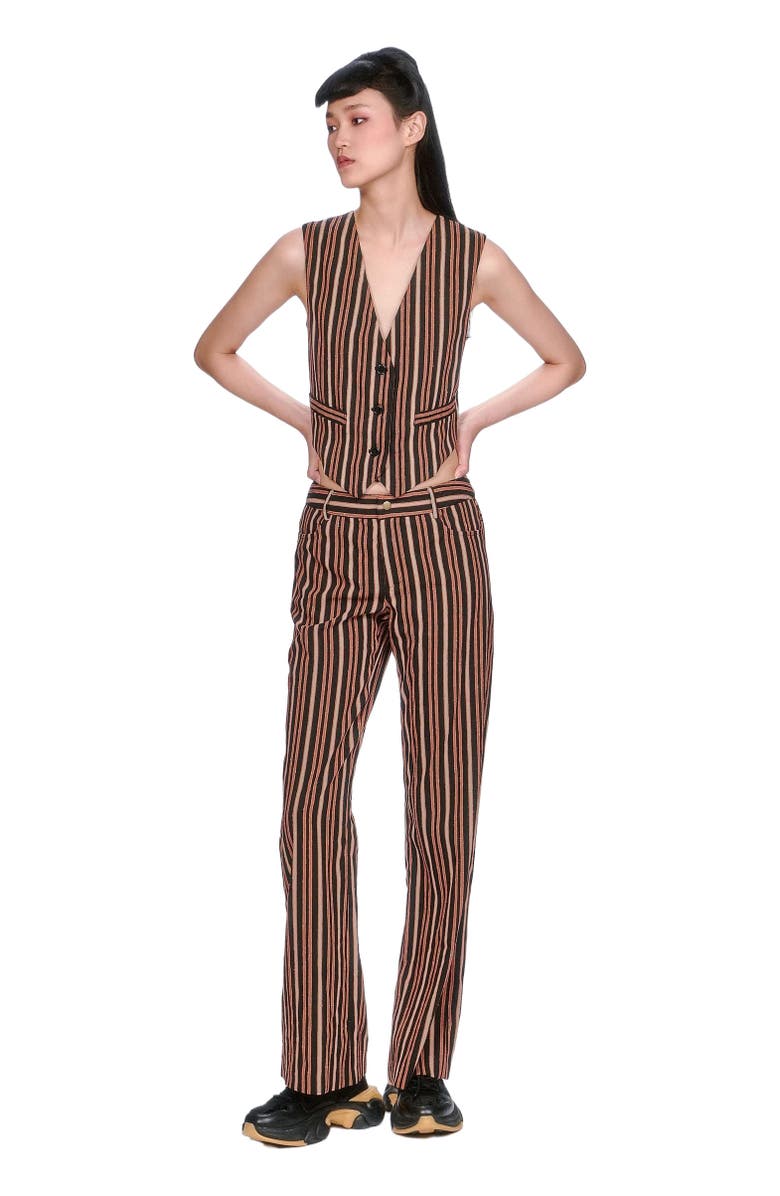 Anna Sui Pinstripe Pants, Alternate, color, Black Multi