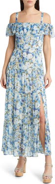 PAIGE Carmelia Floral Cold Shoulder Silk Maxi Dress