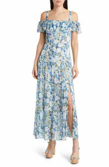 PAIGE Carmelia Floral Cold Shoulder Silk Maxi Dress