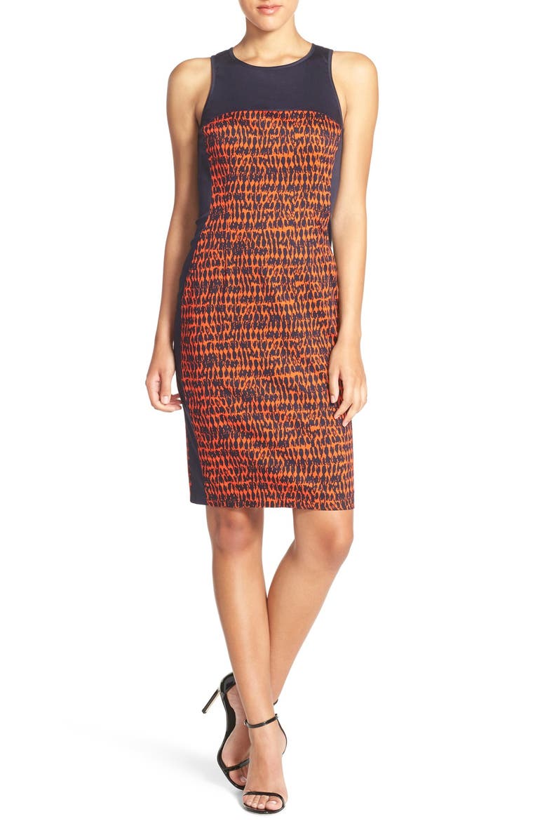 'Canyon Sands' Sateen Sheath Dress, Alternate, color, MASAI RED/ NOCTURNAL