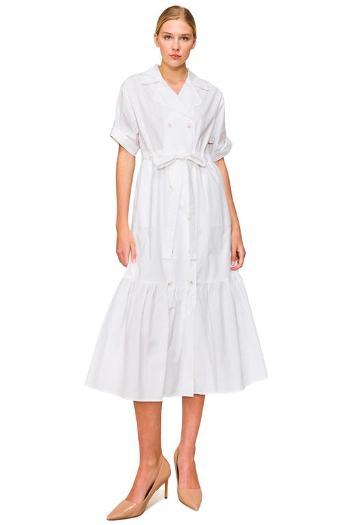Melloday Belted Poplin Coat Dress In White