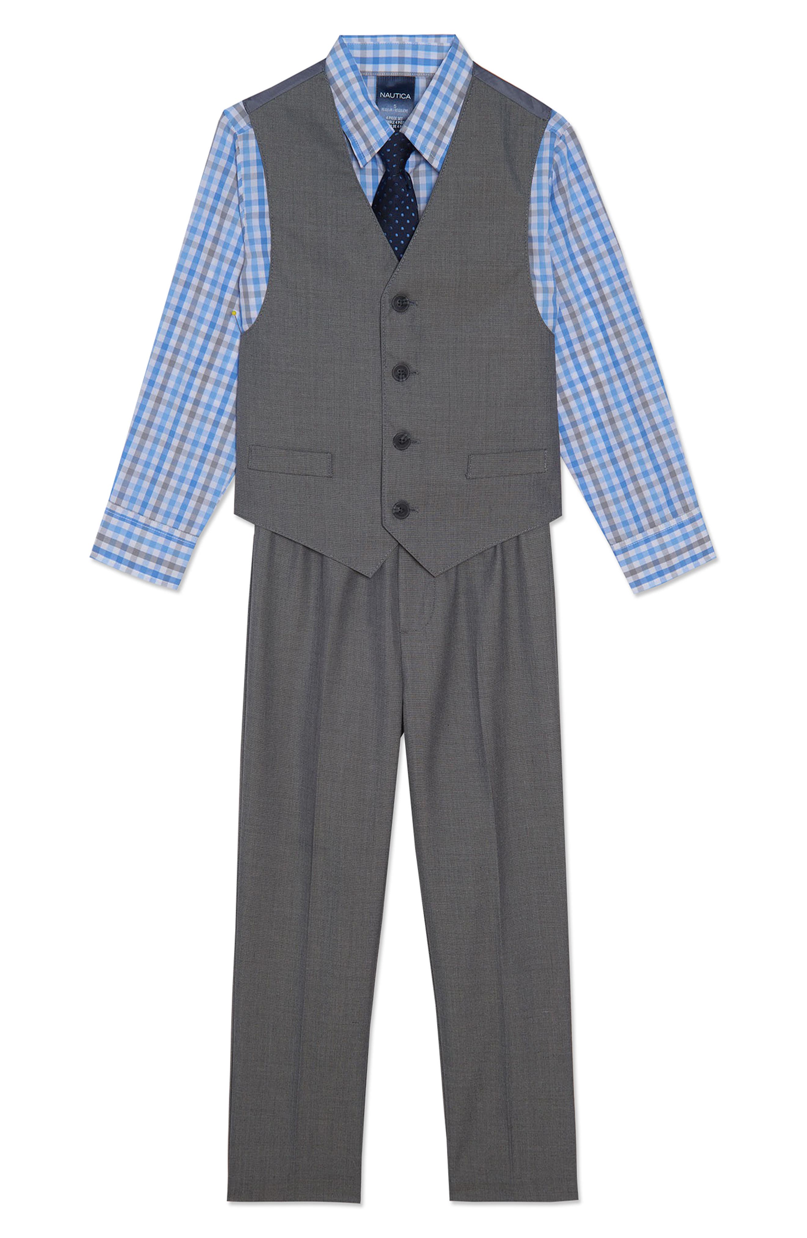 Nautica Kids' Sharkskin Vest, Shirt, Pants & Tie Set