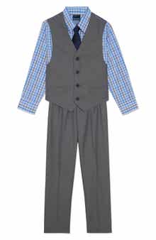 Kids' Sharkskin Vest, Shirt, Pants & Tie Set