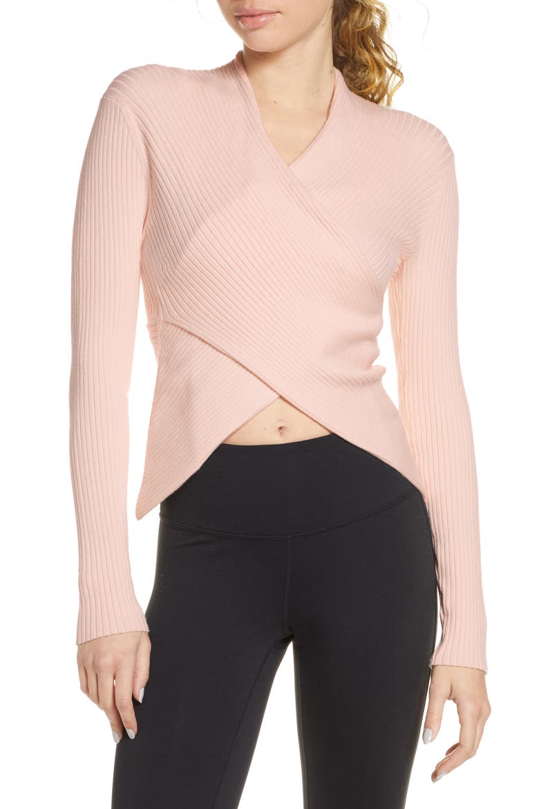 V-Wrap Knit Top, Main, color, PINK SALT