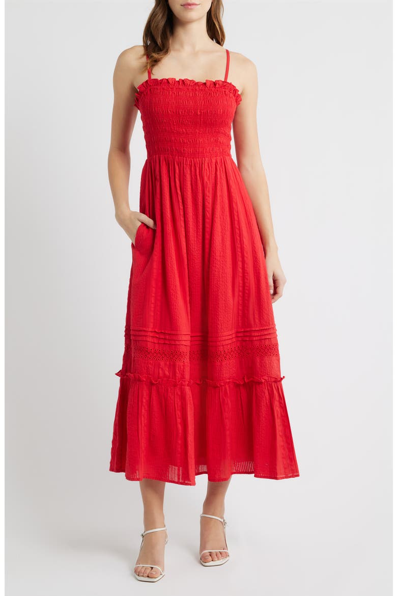 Magnolia Ruffle Trim Maxi Dress, Main, color, GOJI BERRY