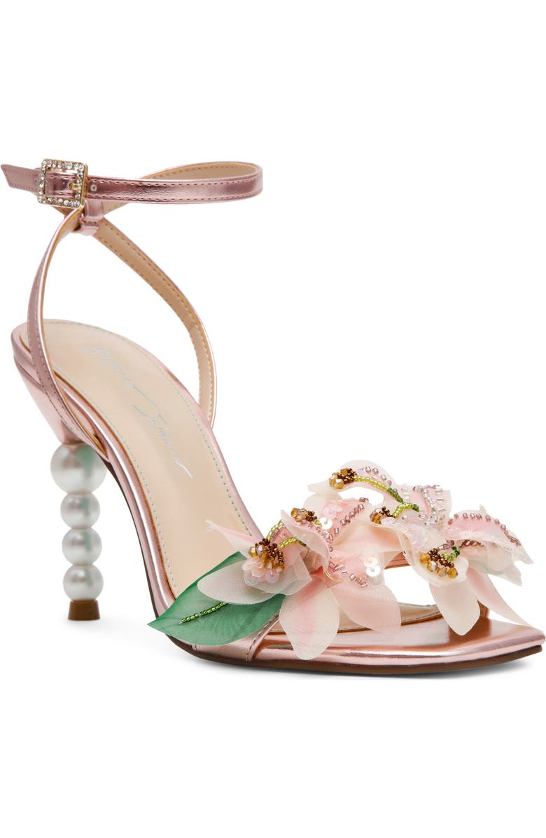 Betsey Johnson Kasie Beade Flower Ankle Strap Sandal, Main, color, Light Pink