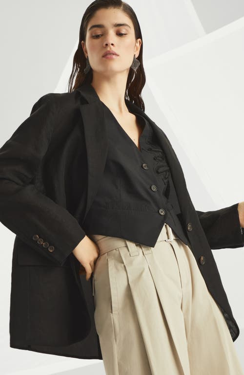 Brunello Cucinelli Cotton Organza Single-breasted Blazer In Black