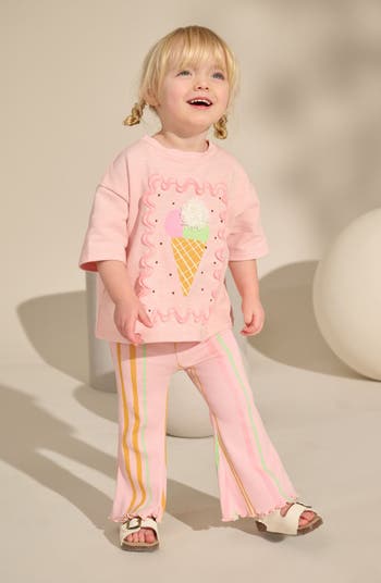 Kids' Cotton Graphic Sweatshirt & Stripe Leggings Set