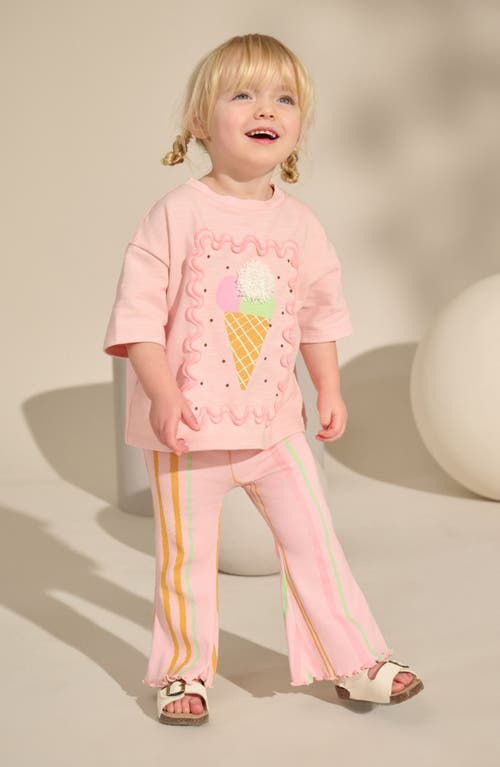 Next Kids' Cotton Graphic Sweatshirt & Stripe Leggings Set In Pink