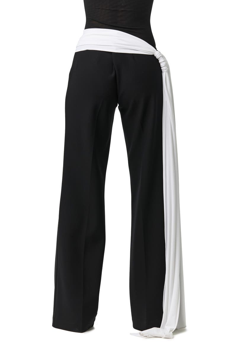 Straight Leg Pants with Sash, Alternate, color, BLACK/WHITE
