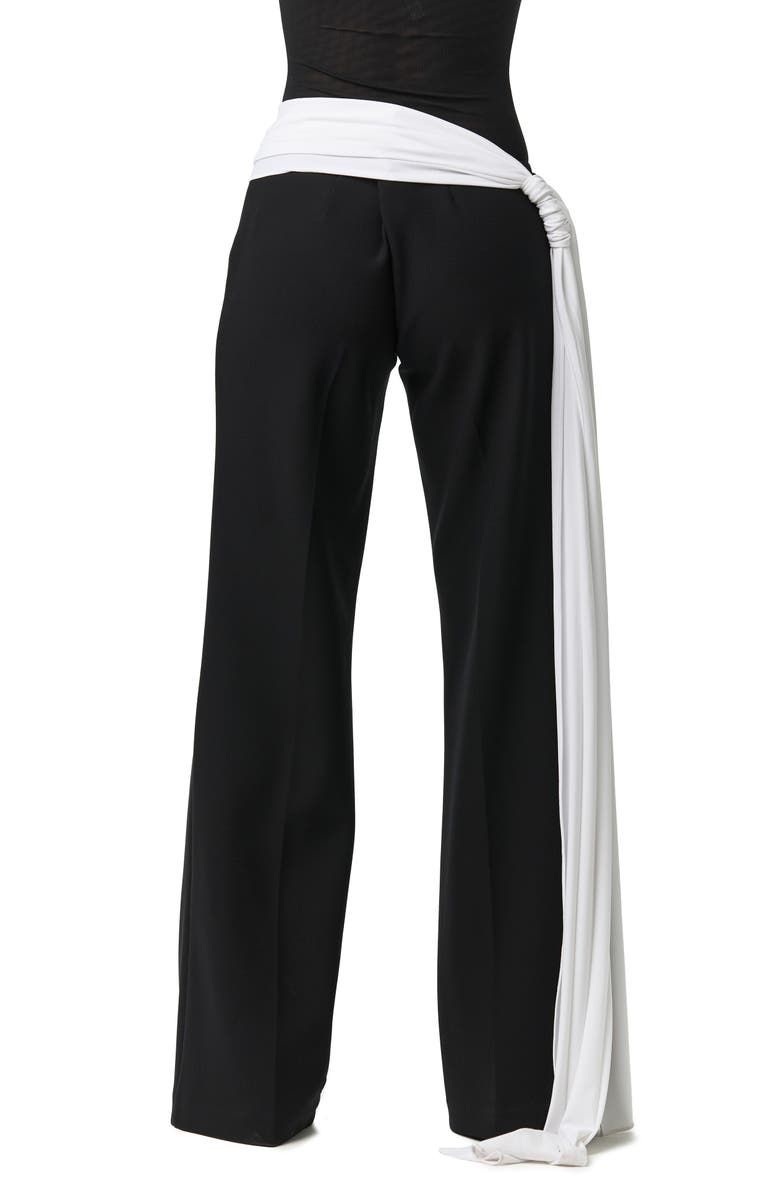 Naked Wardrobe Straight Leg Pants with Sash, Alternate, color, Black/White
