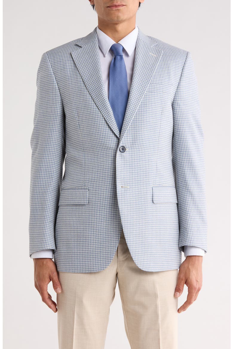 Flynn Classic Fit Houndstooth Wool Blend Sport Coat, Main, color, LIGHT BLUE