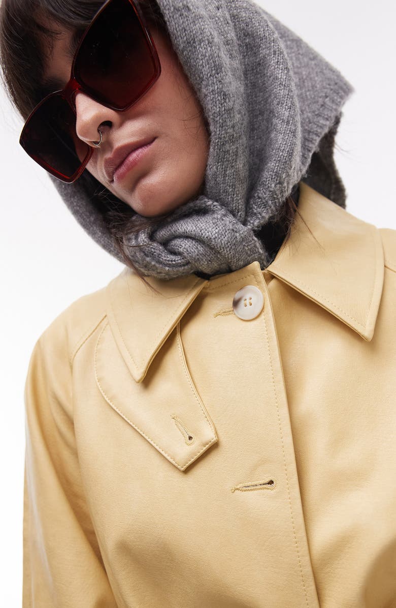 Topshop Oversize Faux Leather Cotton Trench Coat, Alternate, color,