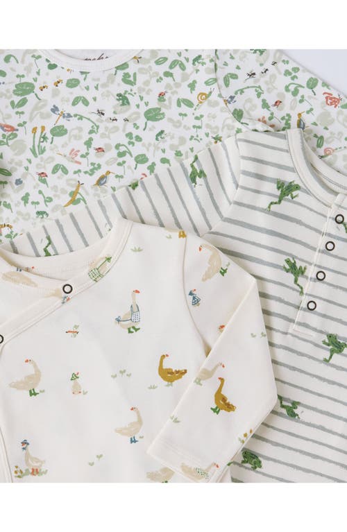 Pehr Long Sleeve Organic Cotton Bodysuit In Duck Duck Goose
