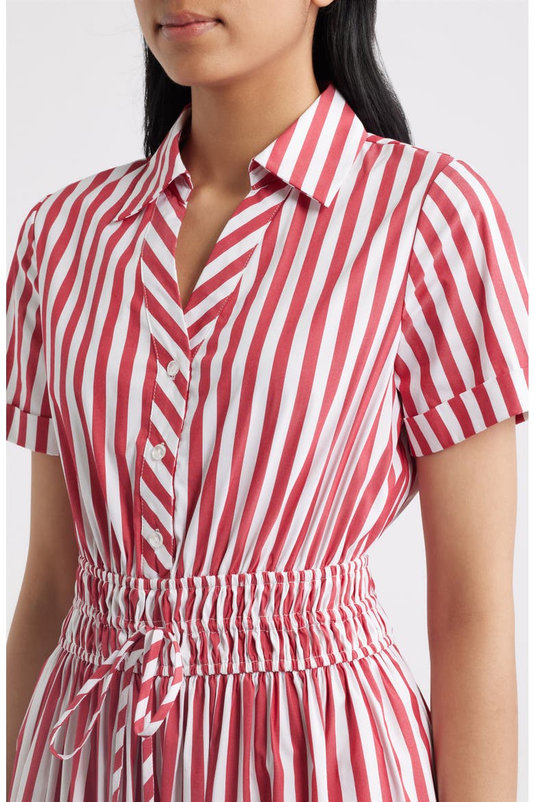 Stripe Cotton Blend Shirtdress, Alternate, color, RED MULTI
