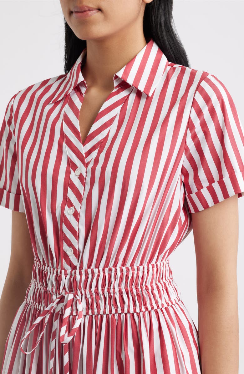 Julia Jordan Stripe Cotton Blend Shirtdress, Alternate, color, Red Multi