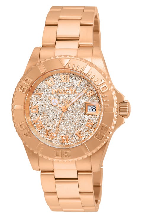 Angel Crystal Dial Bracelet Watch, 40mm