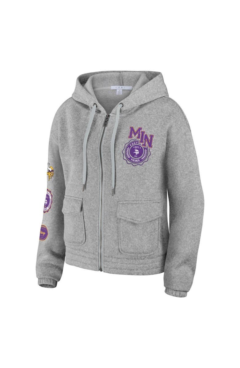 WEAR by Erin Andrews Women's WEAR by Erin Andrews Heather Gray Minnesota Vikings Full-Zip Hoodie, Alternate, color, Heather Gray