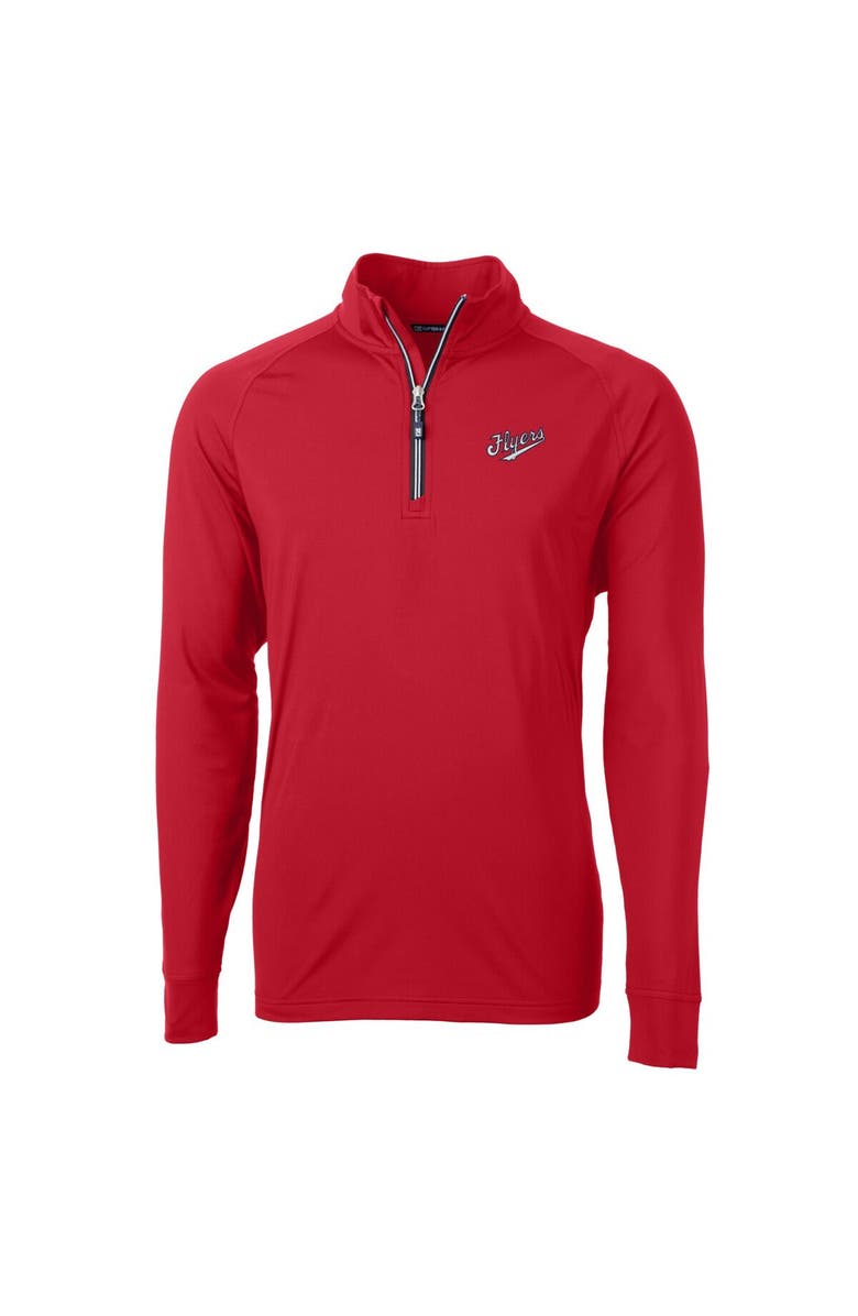 Cutter & Buck Men's Cutter & Buck Red Dayton Flyers Vault Adapt Eco Knit Stretch Recycled DryTec Quarter-Zip Top, Alternate, color,