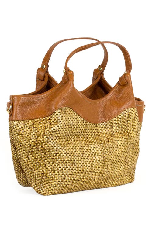 Persaman New York Charlotte Straw & Leather Tote In Brown