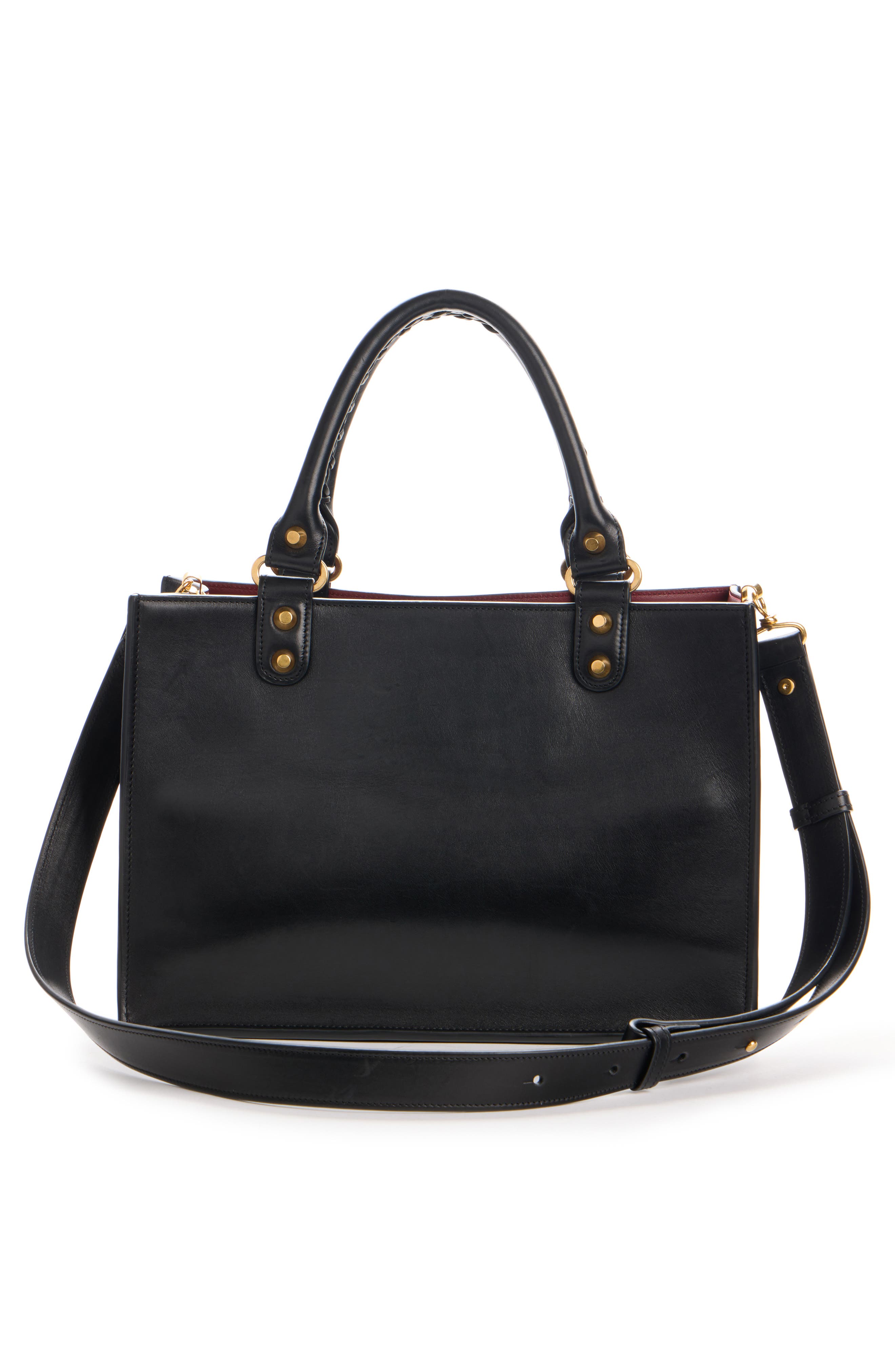 Medium Le City Sleek Leather Tote, Alternate, color, 1629 BLACK/ RUBY
