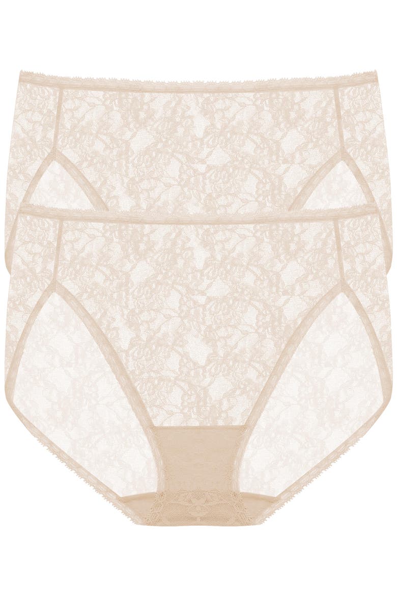 Bliss Allure Lace One Size French Cut Brief 2-Pack, Main, color, Cafe