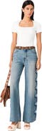maje Floral embroidered wide-leg jeans