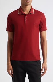 Burberry Eddie Check Trim Cotton Piqué Polo