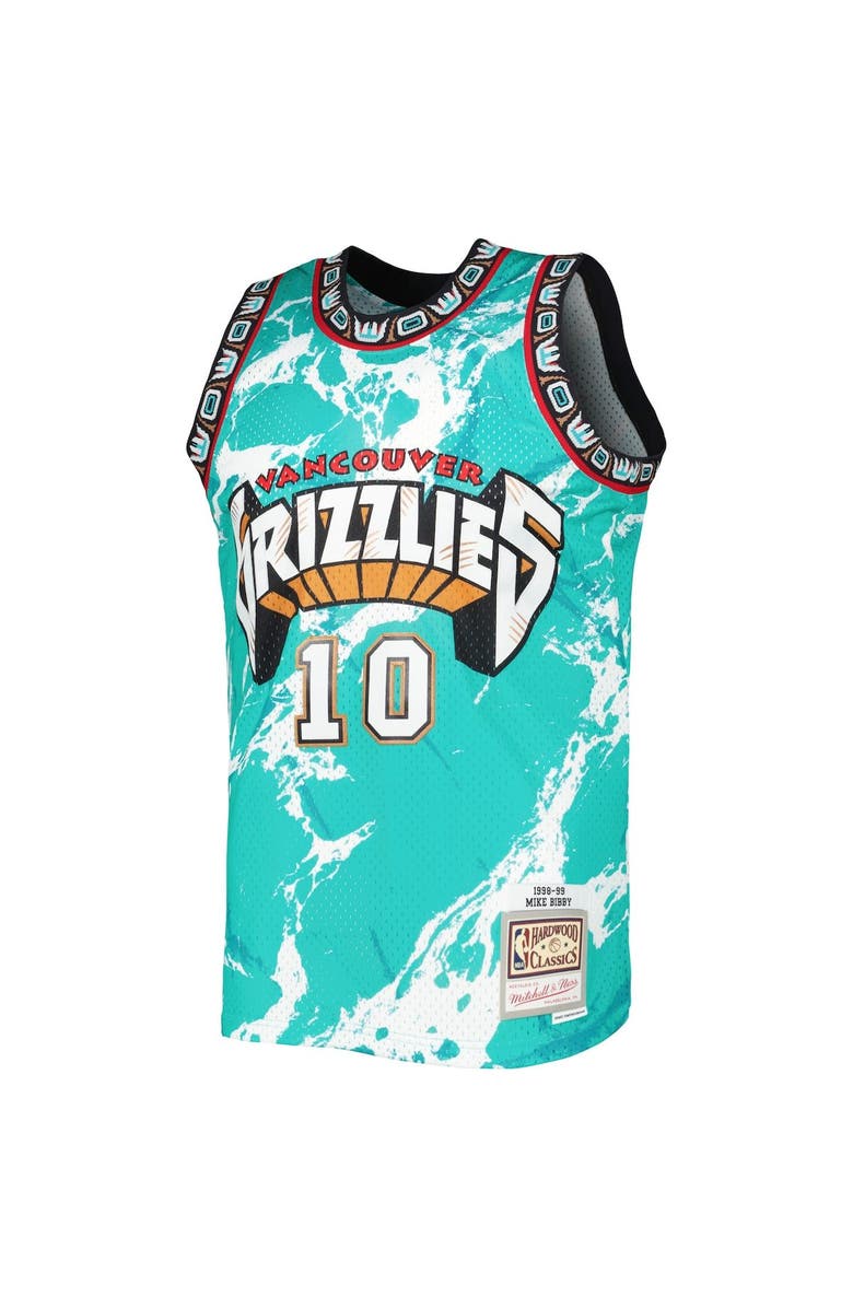 Mitchell & Ness Men's Mitchell & Ness Mike Bibby Turquoise Vancouver Grizzlies 1998-99 Hardwood Classics Marble Swingman Jersey, Alternate, color, 