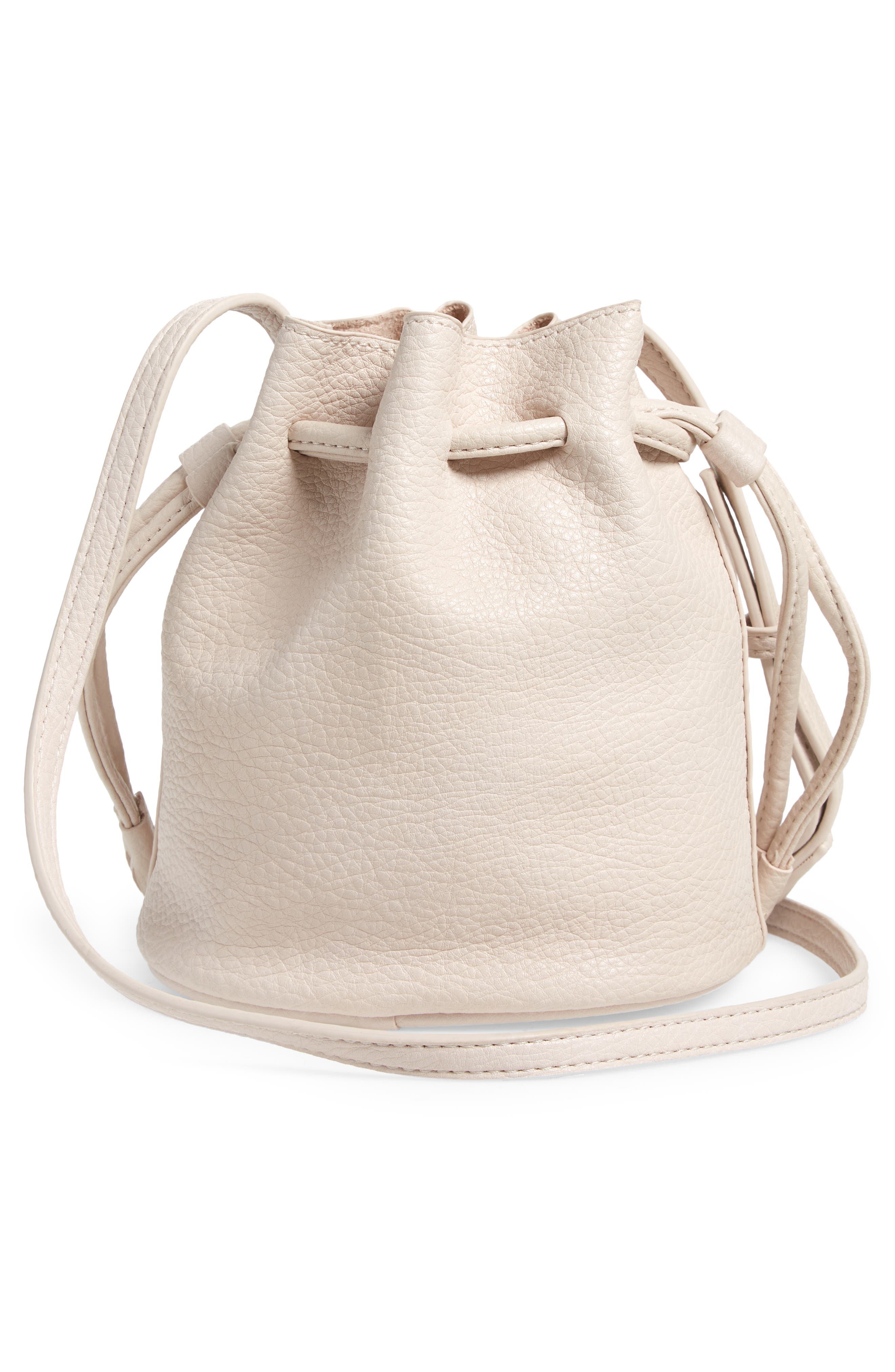 Faux Leather Bucket Bag, Alternate, color, BONE